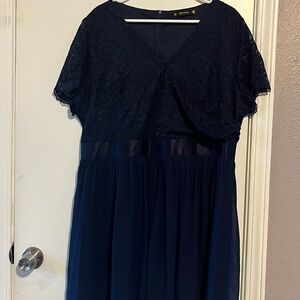 Miusol Navy Blue Lace Wedding Dress